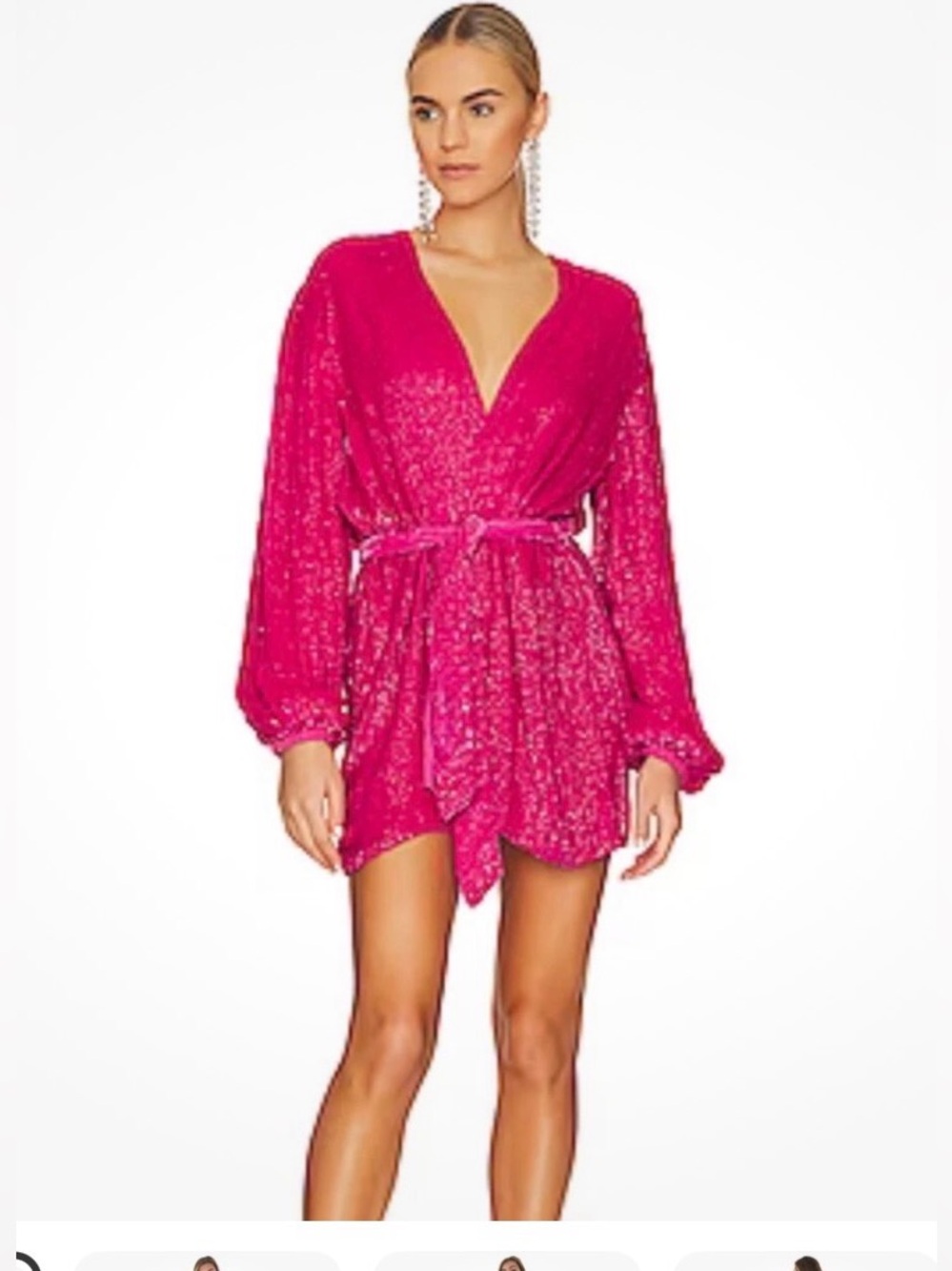 Karina Grimaldi hot pink beaded dress size L. EUC